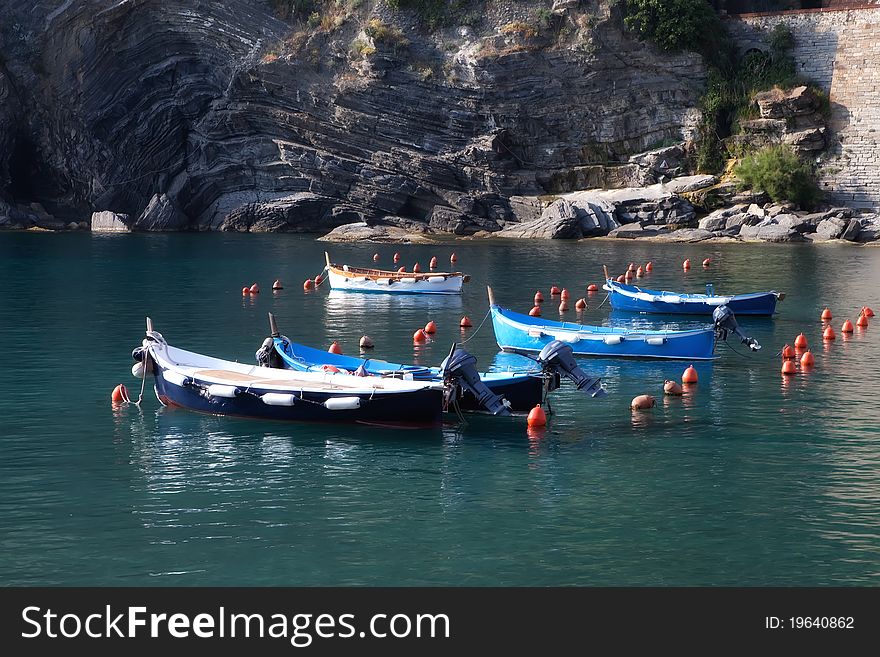 Boats in bay, Vernazza, Cinque Terre, Italy