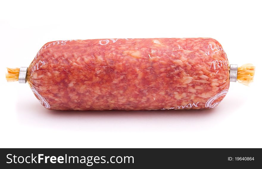 Salami isolated on a white background