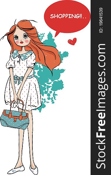 Illustration sketch fashion drawing girl. Illustration sketch fashion drawing girl