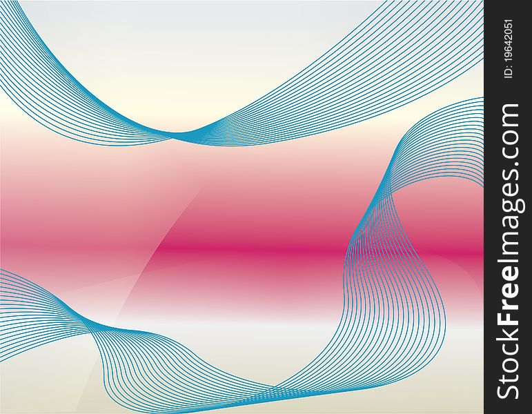 blue curve flow design in pink background. blue curve flow design in pink background.