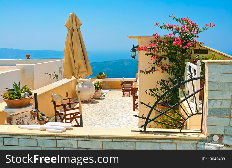 Magic terrace in Santorini