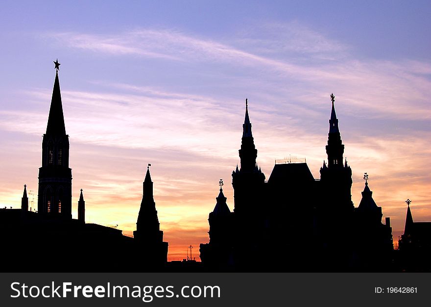 Russia, Moscow, Red Square. Historical Museum at sunset.