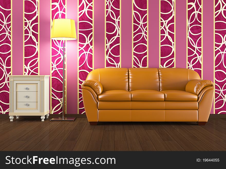 High resolution 3D render pink interior