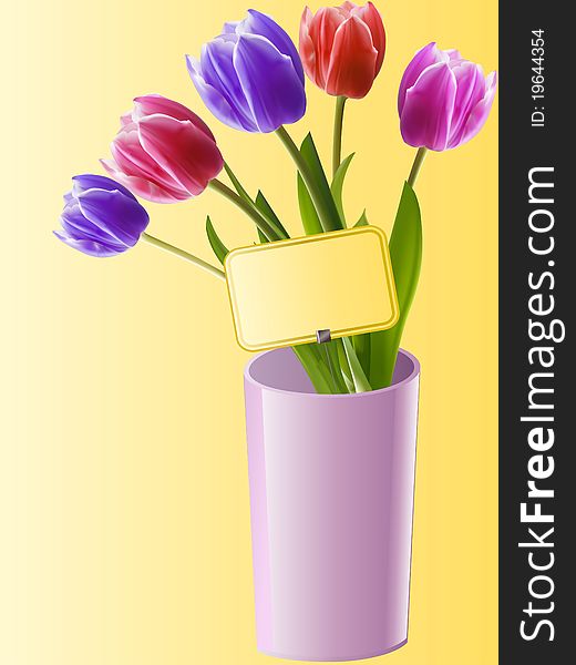 Tulips In A Pink Vase With Gift Card