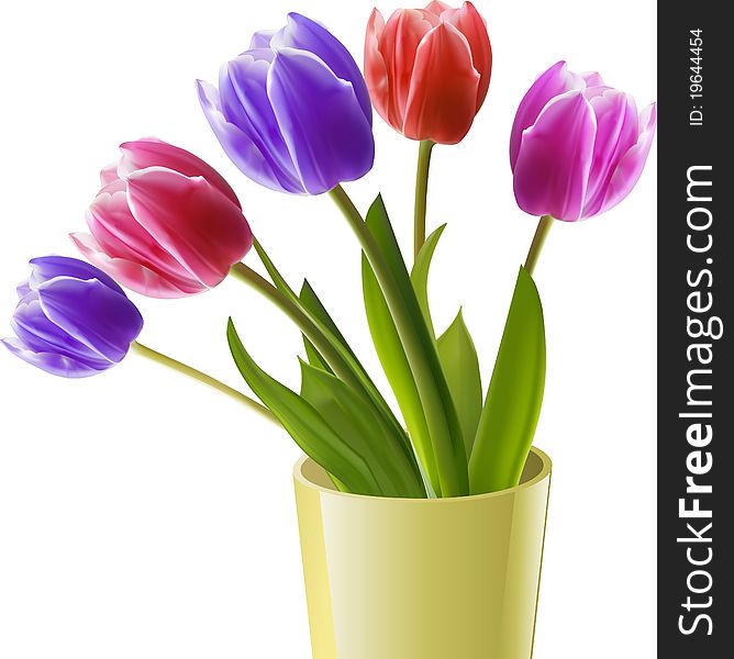 Tulips in a yellow vase