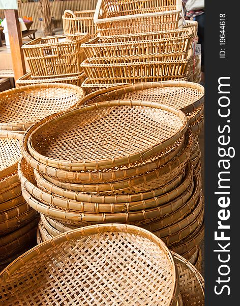 Bamboo basket in market at Thailand