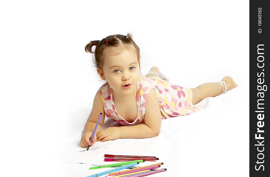 The Beautiful Girl Drawing Pencils