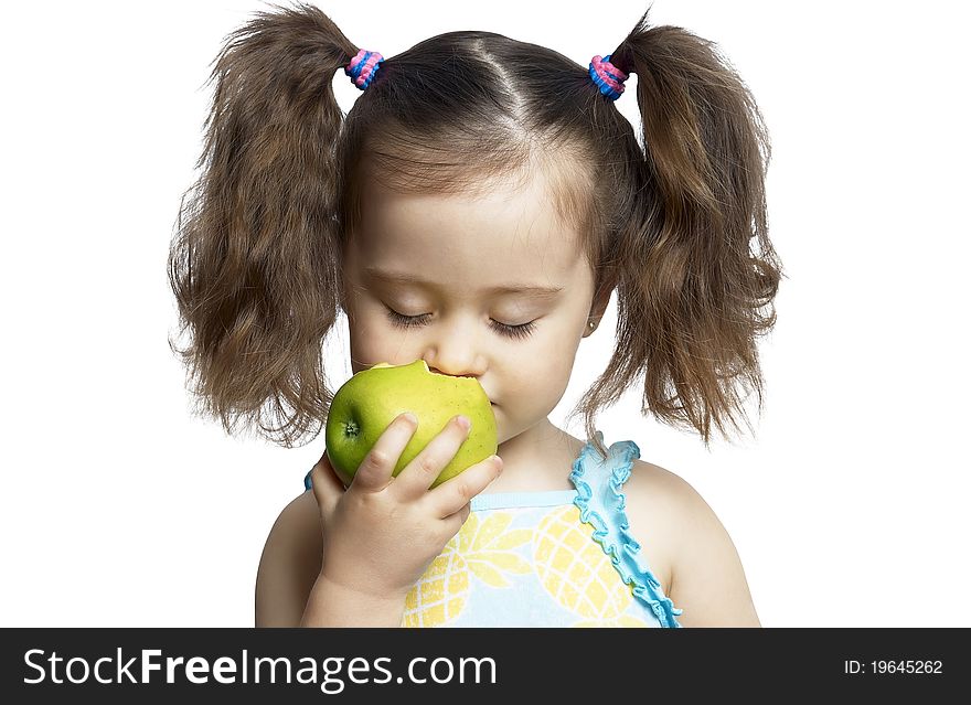 The Girl With An Apple.Isolated