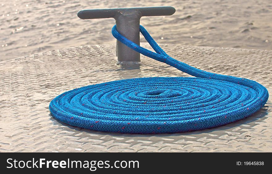 Blue rope on the boat