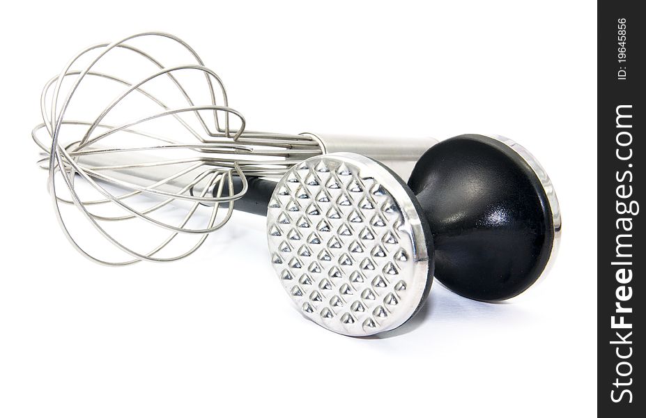 Kitchen tool whisk and meat mallet
