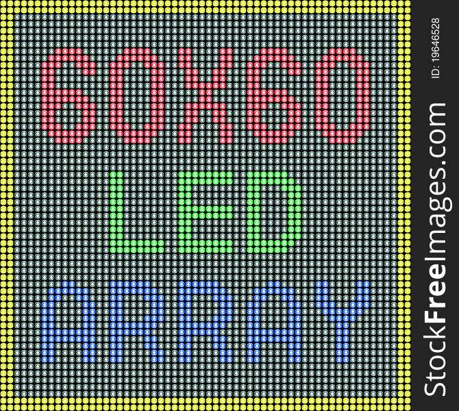 60 x 60 LED array include red green yellow and white light