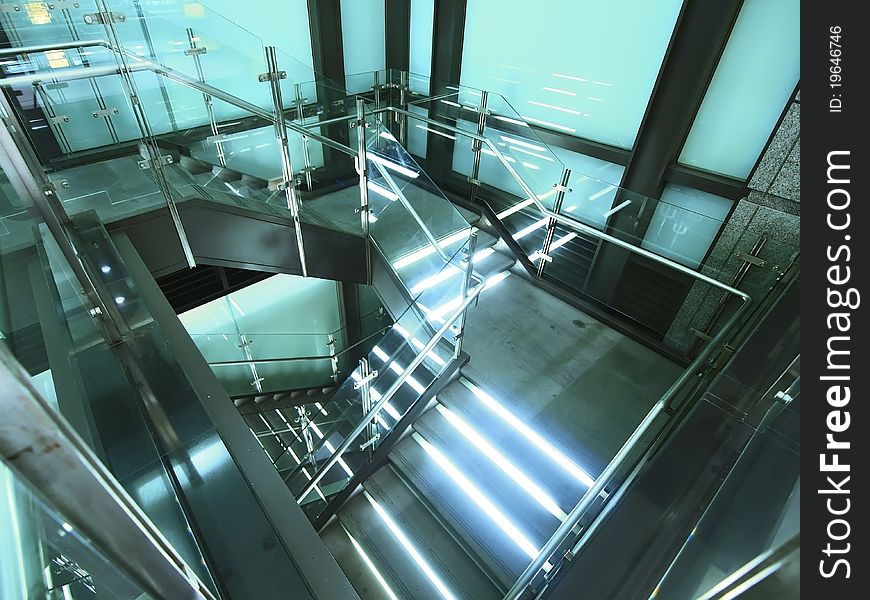 Bright staircase in modern building