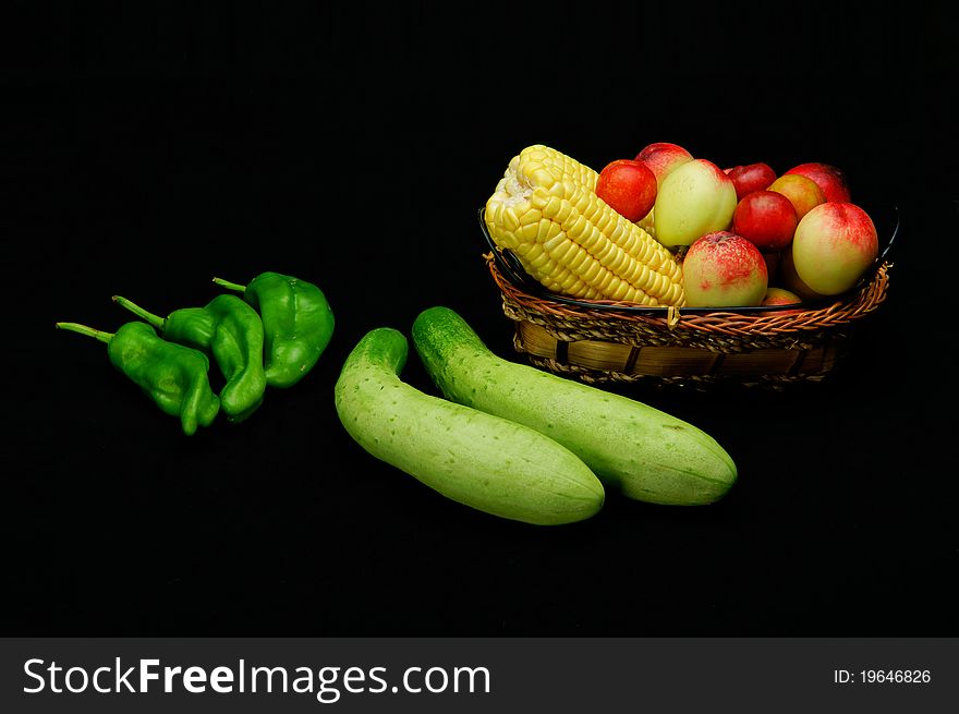 Some seasonal vegetables and fruit of Summer. Some seasonal vegetables and fruit of Summer