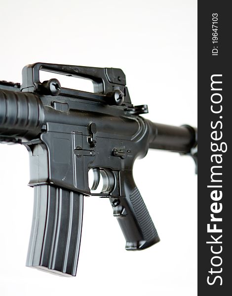 Air soft gun rifle plastic model on white bgackgroud