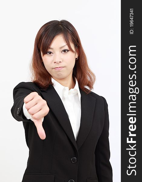 Young Asian Business Woman Showing Thumb Down