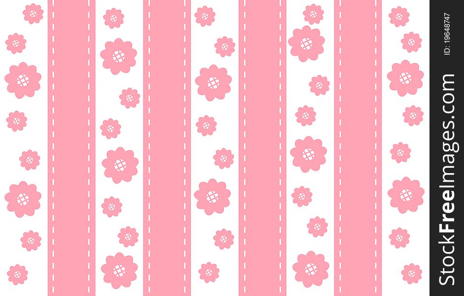 Simple pink background with flowers