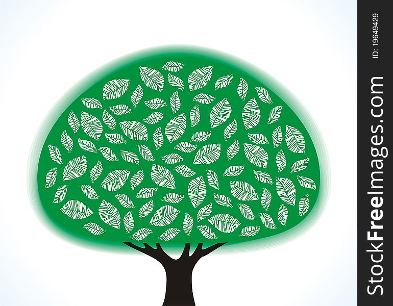 Green stylized tree on a white background