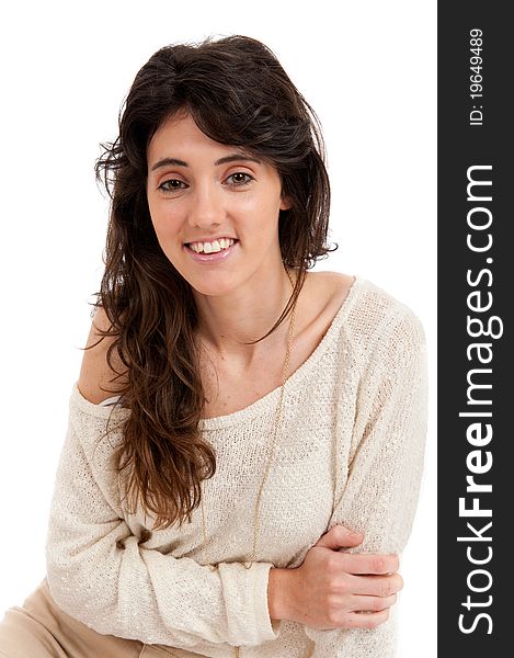 Image showing pretty brunette female isolated against white. Image showing pretty brunette female isolated against white