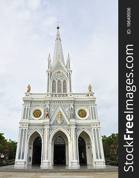Old white church in Thailand