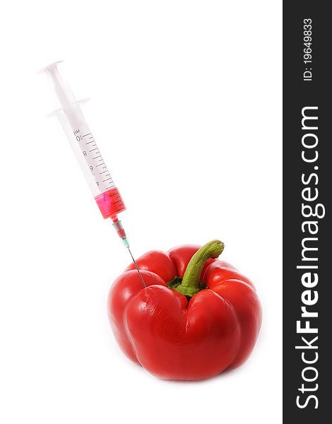 Red pepper infected with a poisonous substance. Red pepper infected with a poisonous substance