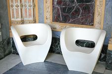 White Armchairs On Marble Royalty Free Stock Photo