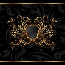 Golden Ornate Frame With Shield Royalty Free Stock Photos Golden Ornate Frame With Shield Royalty Free Stock Photos