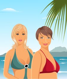 Two Girls On The Beach Royalty Free Stock Images