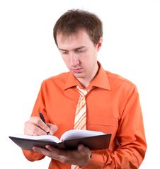 The Young Businessman With The Daily Log Royalty Free Stock Image The Young Businessman With The Daily Log Royalty Free Stock Image