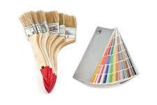 Set Of Brushes And A Catalog Of Colors Royalty Free Stock Photo