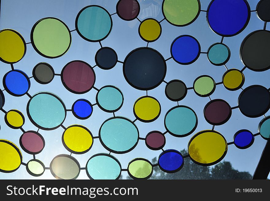 Colorful tinted glass on the walls