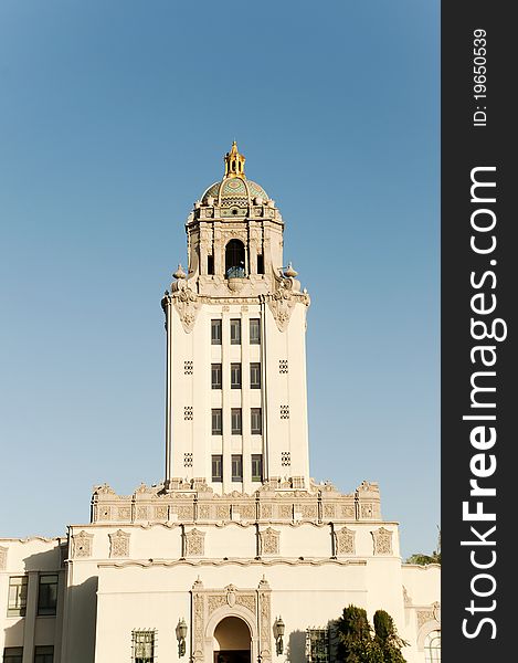 Beverly Hills Police Departement building against blue sky