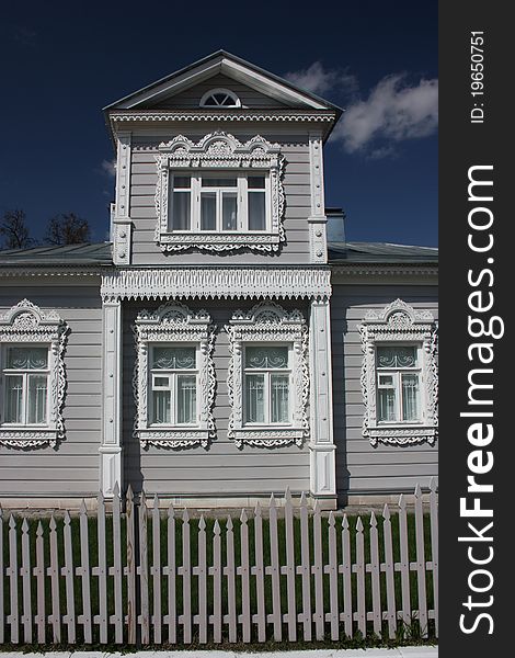 Russia, Moscow region, Kolomna. Wooden House in Kolomna Kremlin. Russia, Moscow region, Kolomna. Wooden House in Kolomna Kremlin.