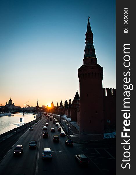 Sunset in Moscow City, Russia