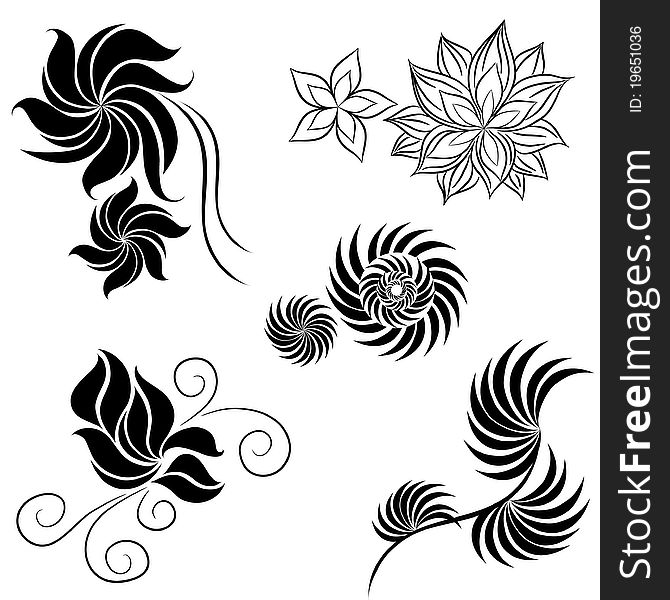 Vector Set Of Flower Design Elements