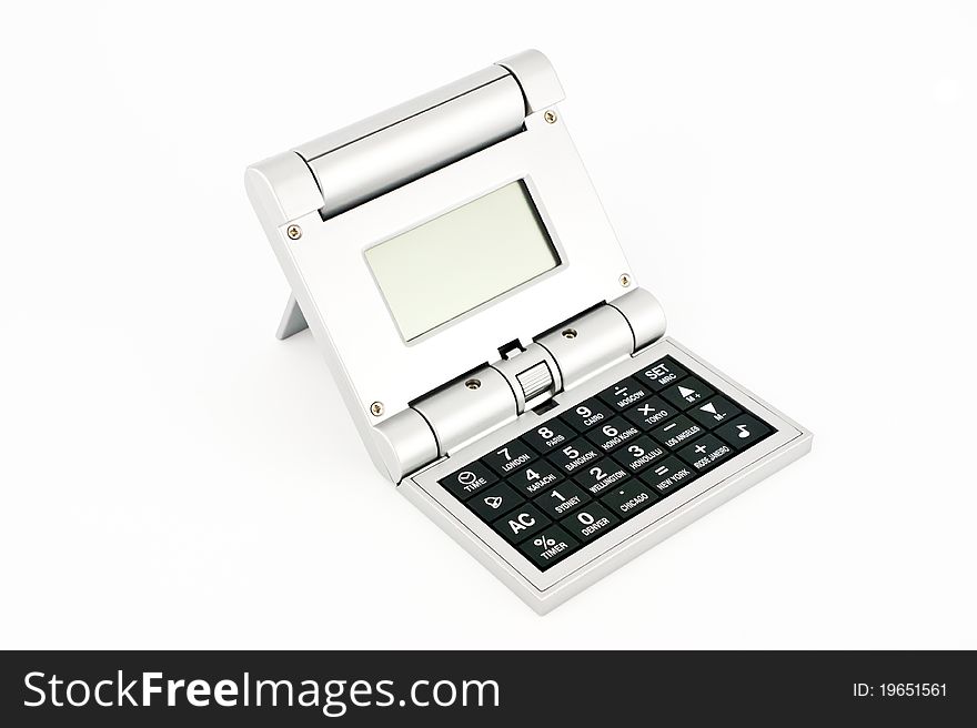 Calculator with world time and alarm clock