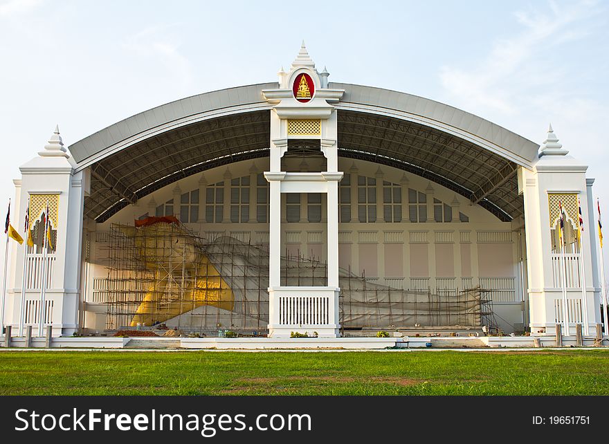 A large reclining Buddha in the Pavilion.