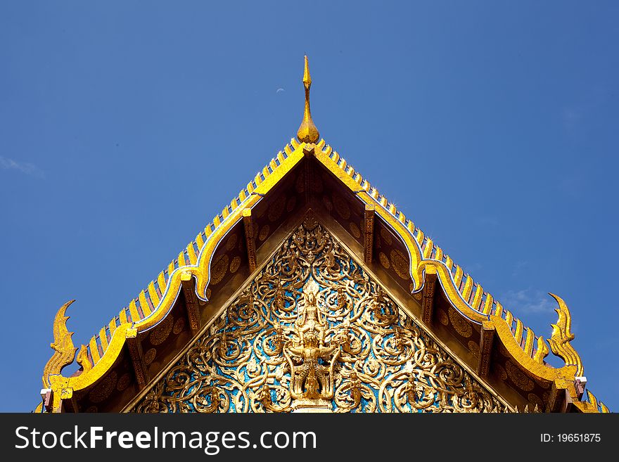 Roof of temple thailand on the sunny. temple in thailand , art of thai. Roof of temple thailand on the sunny. temple in thailand , art of thai