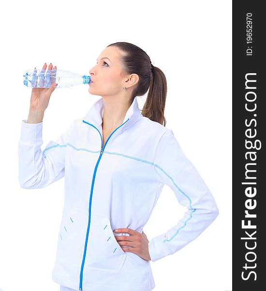 Young beautiful woman with bottle of water
