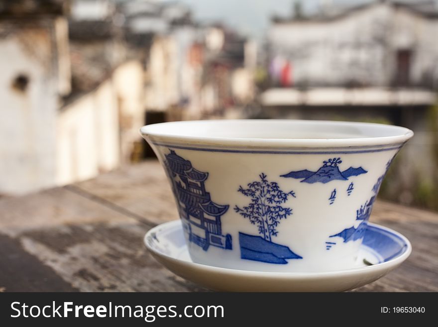 Traditional Chinese tea cup with green Tea. Traditional Chinese tea cup with green Tea