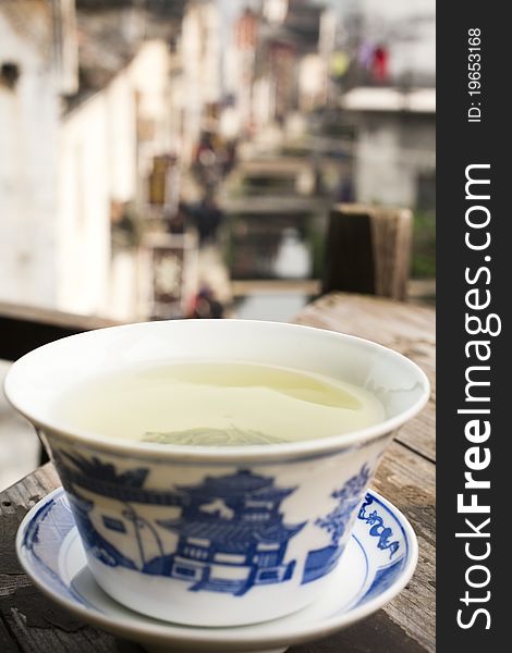 Traditional Chinese tea cup with green Tea. Traditional Chinese tea cup with green Tea
