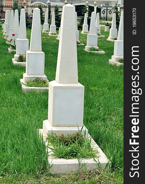 Rows of graves in the city