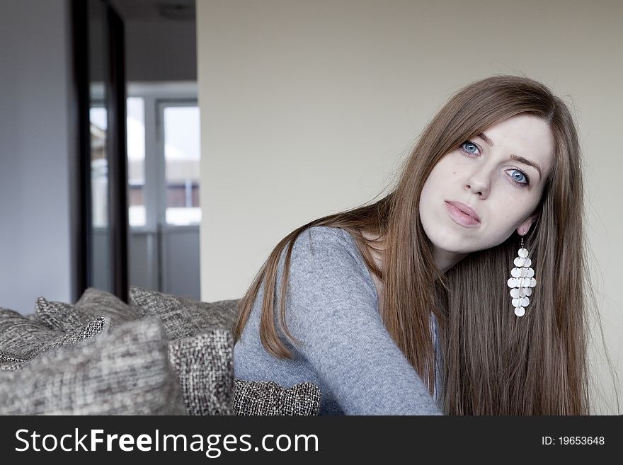 Beautiful Young Woman At Home