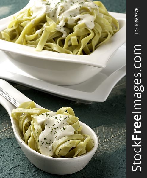 Green Ribbons With Cheese Sauce