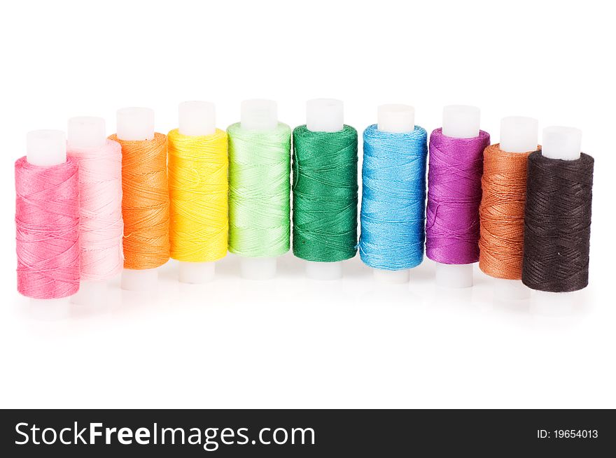 Coil of threads isolated on white background