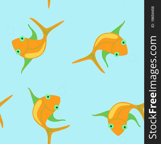 Seamless with fun orange fishes. Seamless with fun orange fishes