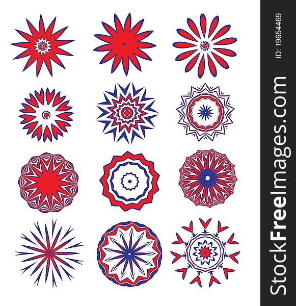 Different vector ornament. Multi-colored flowers