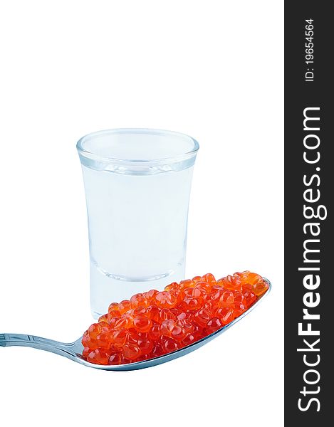 Russian vodka and red caviar. Russian vodka and red caviar