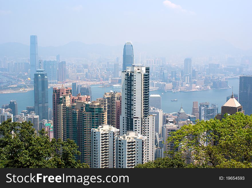 Hong Kong Skyline Viewed From Top