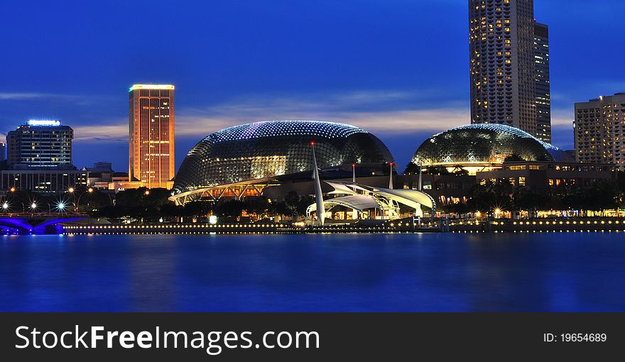 The Esplanade is a waterfront location at north of the mouth of the Singapore River in downtown Singapore. The Esplanade is a waterfront location at north of the mouth of the Singapore River in downtown Singapore.