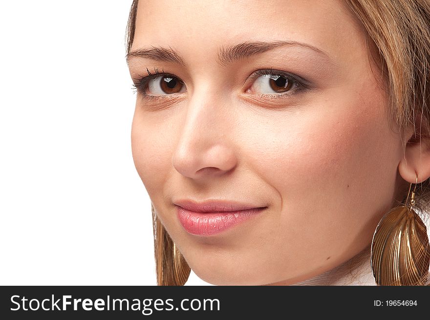 Woman Face With Natural Make-up, Isolated